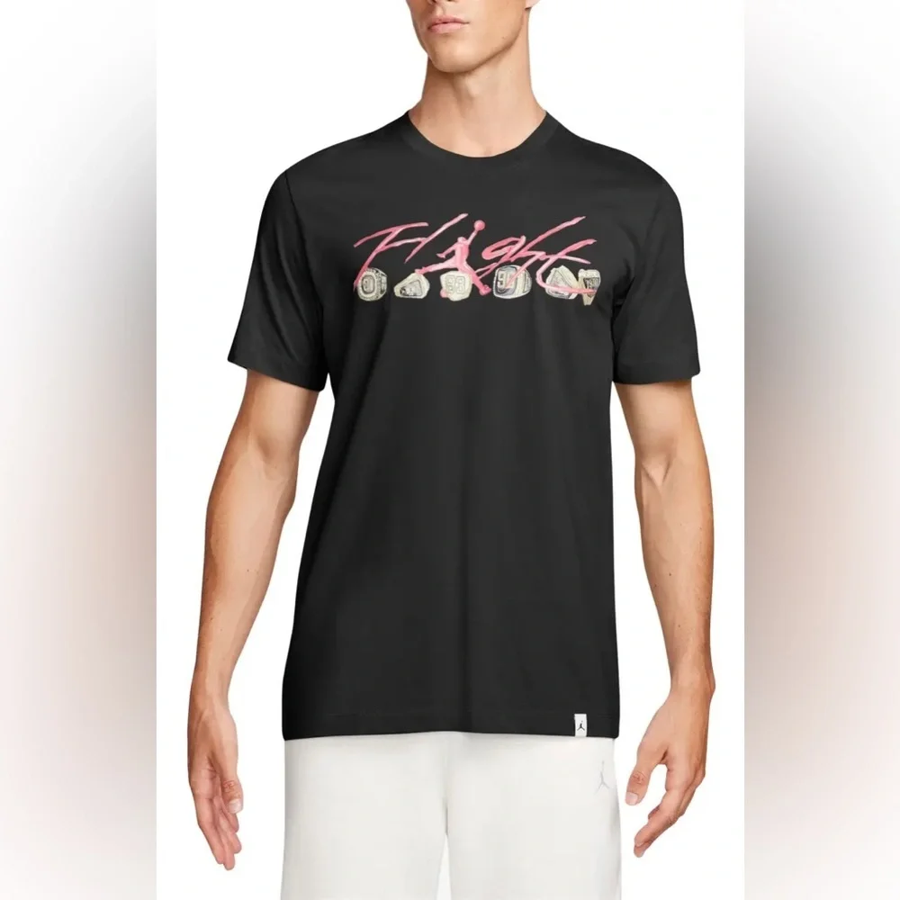 Jordan Men’s Flight Essentials Rings Crewneck Tee Black Size M